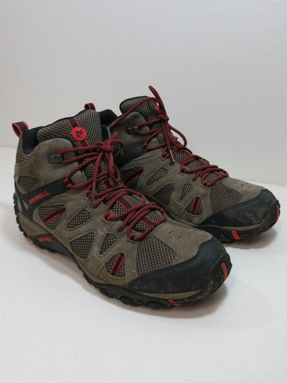 Merrell Soft Toe Leather Fabric Padded Hiking Boots Shoes Men's Shoes Sz 14 - Picture 2 of 7